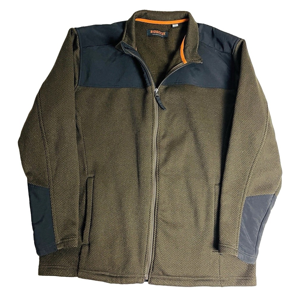 Ridgecut Men's Full Zip Jacket Stand-Up Collar Pockets L Brown Black